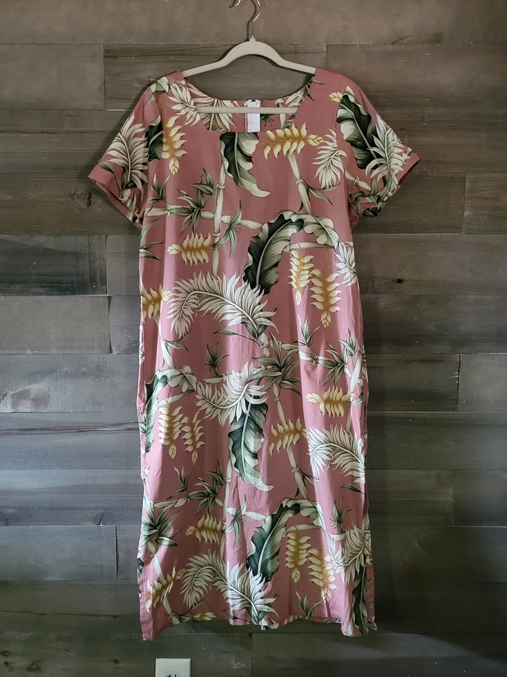 Winnie Fashion Tropical Pink Maxi Dress Made In Hawaii 100% Cotton L